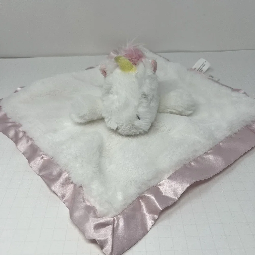 Cloud Island Unicorn Lovey 13 Inch White Pink Satin Trim Security Blanket